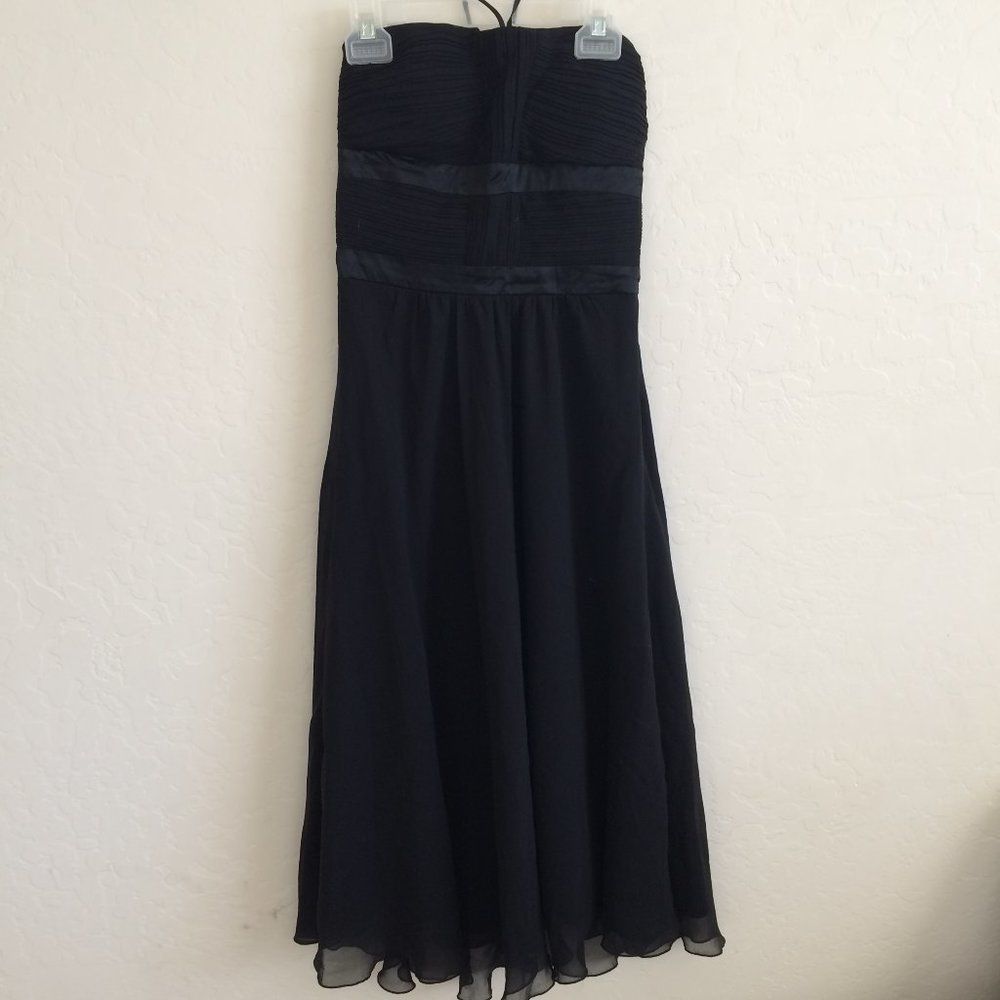 Max and Cleo Black Strapless Silk Dress Size 2